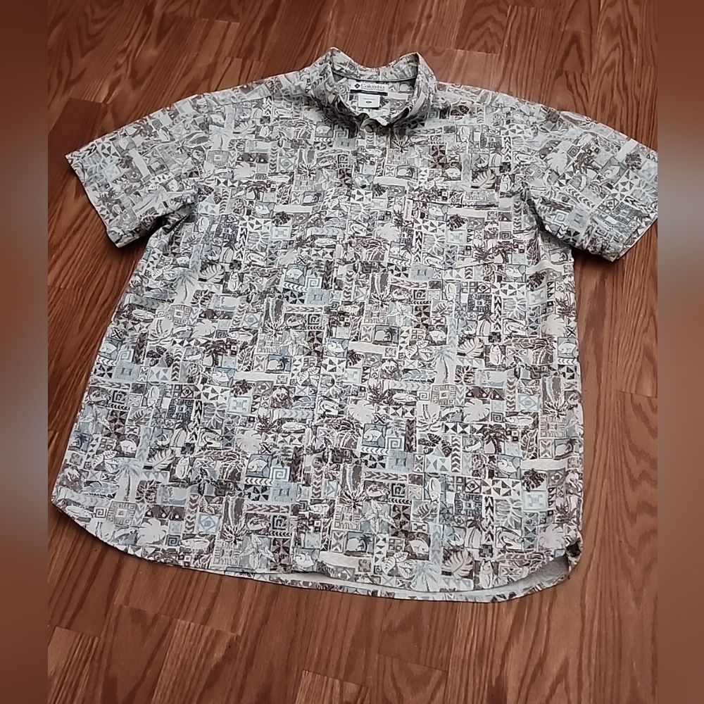 Columbia button‎ down short sleeve shirt xl cotton 1 pocket